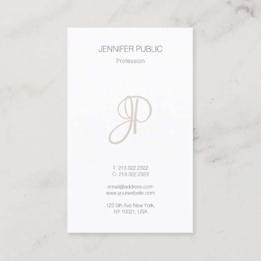 Monogrammed Sjabloon Aangepast Elegant Modern Visitekaartje (Achterkant)