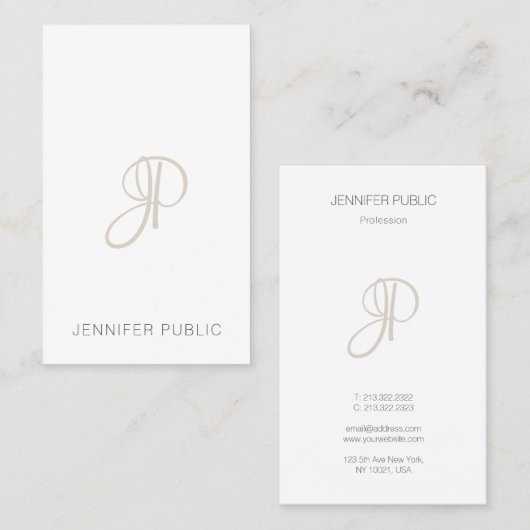 Monogrammed Sjabloon Aangepast Elegant Modern Visitekaartje (Voorkant / Achterkant)