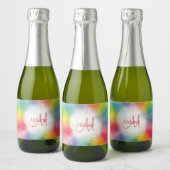 Monogrammed Sjabloon Abstract Kleurrijk Modern Sparkling Wijnetiket (Flessen)