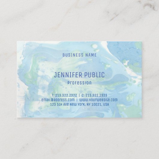 Monogrammed Sjabloon Blue Green Modern Abstract Visitekaartje (Achterkant)
