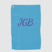 Monogrammed Sky Blue of kies kleur achtergrond Golfhanddoek (Voorkant)