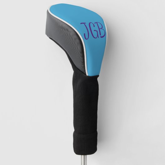 Monogrammed Sky Blue Paarse of kies uw kleur Golfheadcover (Schuin)