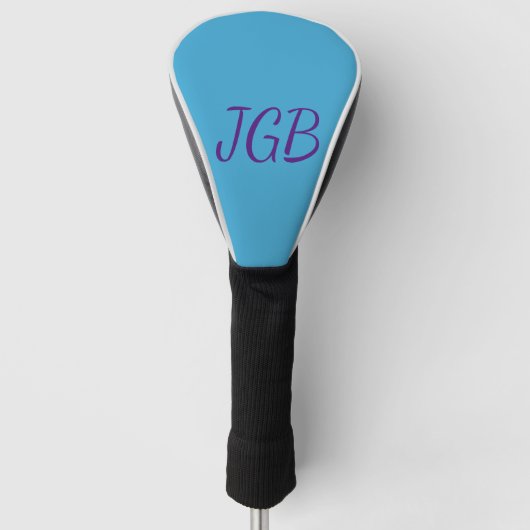 Monogrammed Sky Blue Paarse of kies uw kleur Golfheadcover (Voorkant)