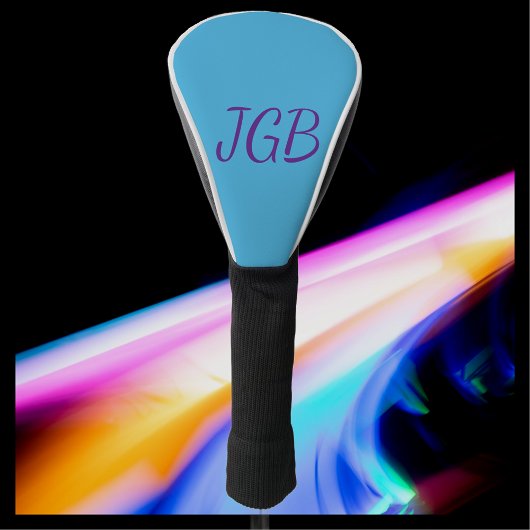 Monogrammed Sky Blue Paarse of kies uw kleur Golfheadcover