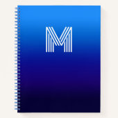 Monogrammed Sky naar Midnight Blue Gradient Notitieboek (Voorkant)