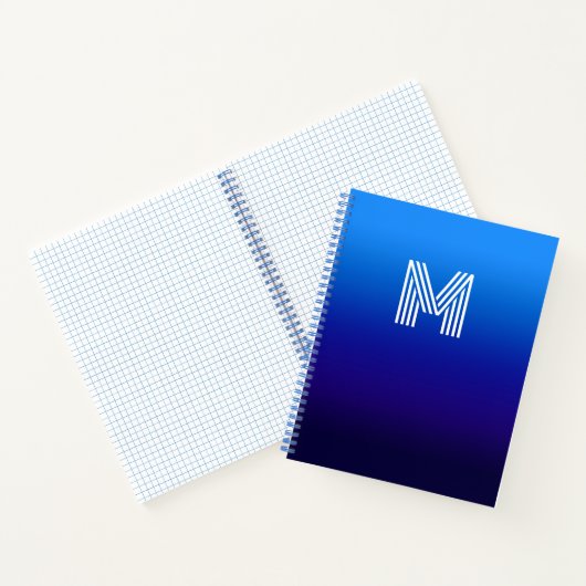 Monogrammed Sky naar Midnight Blue Gradient Notitieboek (Binnen)