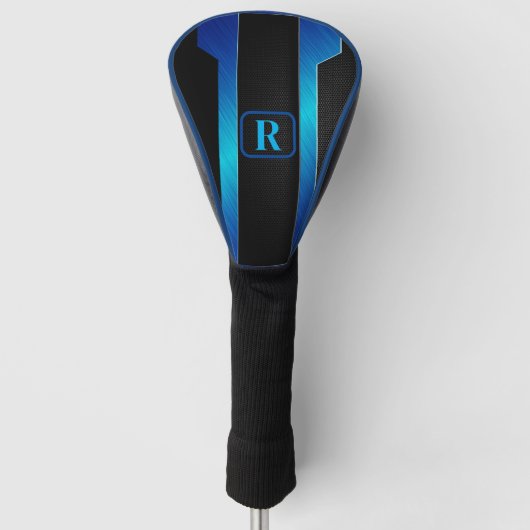 Monogrammed Sleek Blue Metal Golfheadcover (Voorkant)
