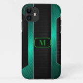 Monogrammed Sleek Green Metal Case-Mate iPhone Case (Achterkant)
