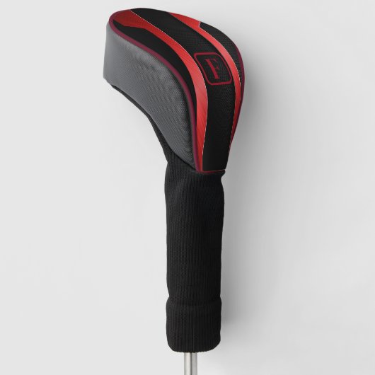 Monogrammed Sleek Red Metal Golfheadcover (Schuin)