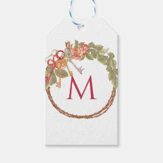 Monogrammed Sleutel & Krans Cadeaulabel