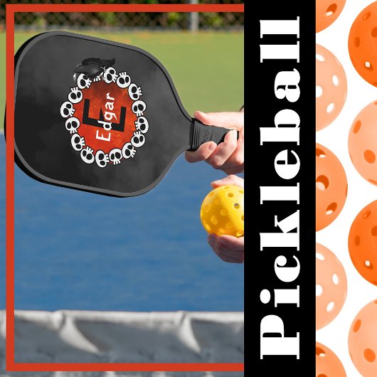 Monogrammed Smoky Black Raven & Burnt Sinaasappel  Pickleball Paddle