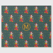 Monogrammed Snowman Candy Cane Patroon Kerstmis Cadeaupapier (Vlak)