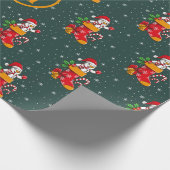 Monogrammed Snowman Candy Cane Patroon Kerstmis Cadeaupapier (Hoek)