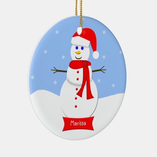 Monogrammed Snowman Kerstversiering Keramisch Ornament (Rechts)