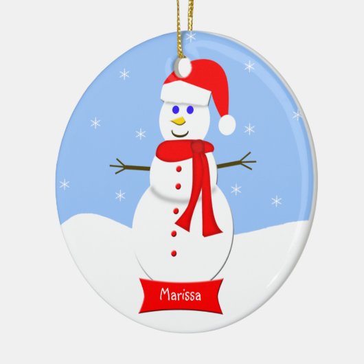 Monogrammed Snowman Kerstversiering Keramisch Ornament (Links)
