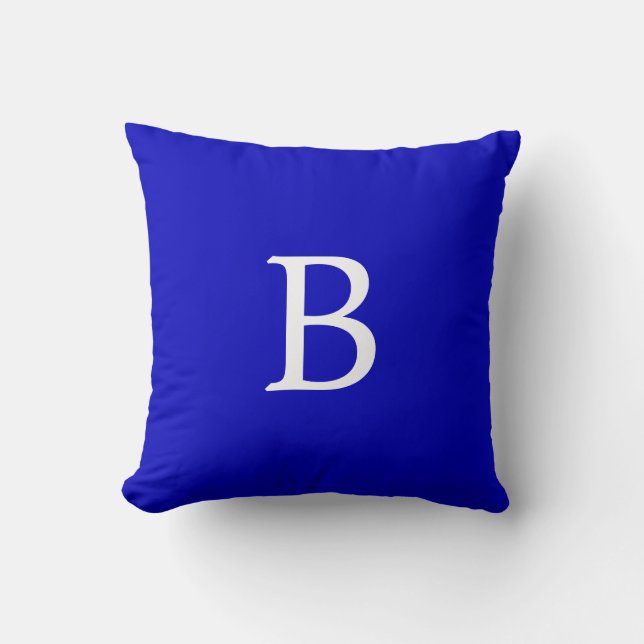 Monogrammed Solid Color Cobalt Blue Kussen (Voorkant)