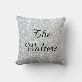Monogrammed Sparkly Silver Pillow Kussen