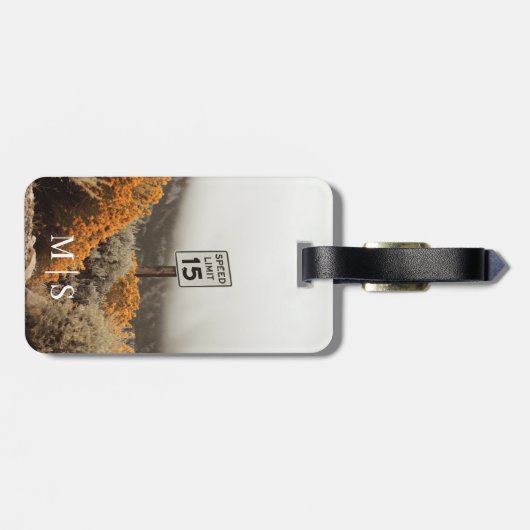 Monogrammed Speed Limit 15 Sign Golden Sagebrush Bagagelabel (Achterkant horizontaal)