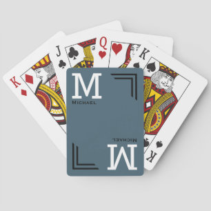 Monogrammed Speelkaarten stoffig blauw