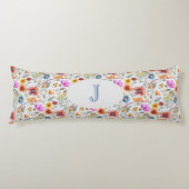 Monogrammed Spring Wildflower & Schattige Hedgehog Lichaamskussen (Voorkant)