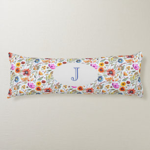 Monogrammed Spring Wildflower & Schattige Hedgehog Lichaamskussen