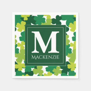 Monogrammed St. Patrick's Day Shamrocks Servet