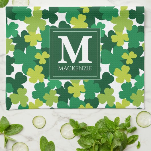 Monogrammed St. Patrick's Day Shamrocks Theedoek (Gevouwen)