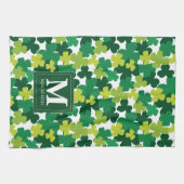 Monogrammed St. Patrick's Day Shamrocks Theedoek (Horizontaal)