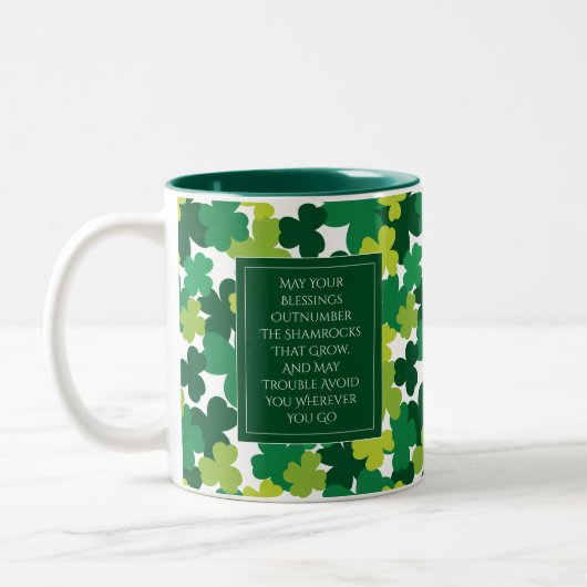 Monogrammed St. Patrick's Day with Irish Blessing Tweekleurige Koffiemok (Links)
