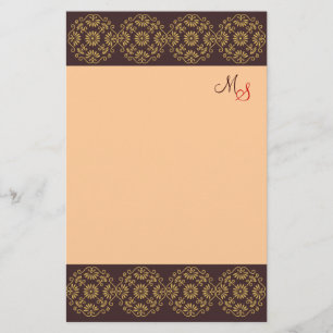 Monogrammed Stationery Gold op bruin Briefpapier