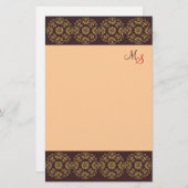 Monogrammed Stationery Gold op bruin Briefpapier (Voorkant / Achterkant)