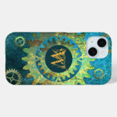 Monogrammed Steampunk Verdigris Rusty Cogwheels Case-Mate iPhone Case (Achterkant (horizontaal))