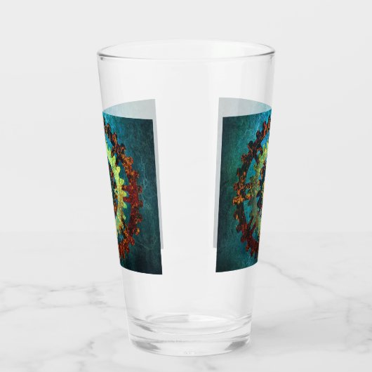 Monogrammed Steampunk Verdigris Rusty Cogwheels Glas (Links)