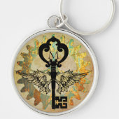 Monogrammed Steampunk Winged Key Rusty Cograd Sleutelhanger (Voorkant)