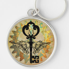 Monogrammed Steampunk Winged Key Rusty Cograd Sleutelhanger