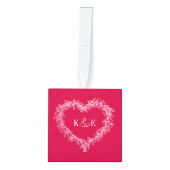 Monogrammed stellen rode mistletoe hartfoto decoratie (Voorkant)