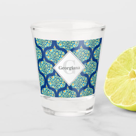 Monogrammed Sterrennacht op Zee Doodle Ogee Shot Glas (Voorkant)