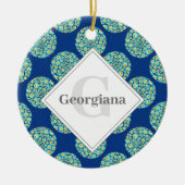 Monogrammed Sterrennacht op Zee Doodle Polka Dots Keramisch Ornament (Voorkant)