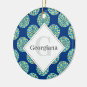 Monogrammed Sterrennacht op Zee Doodle Polka Dots Keramisch Ornament (Links)