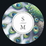 Monogrammed Sticker Waterverf pauwenveren<br><div class="desc">Voeg een vleugje elegantie toe aan uw trouwbriefpapier met onze prachtig ontworpen monogrammed stickers. Omlijst door een delicate waterverf pauw veergrens in majestueuze tinten van koningsblauw, paarse en groene, deze stickers zijn de perfecte manier om uw bruiloft te doordrenken met een vleugje koninklijke charme. Personaliseer ze eenvoudig met uw initialen...</div>