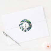 Monogrammed Sticker Waterverf pauwenveren (Envelop)