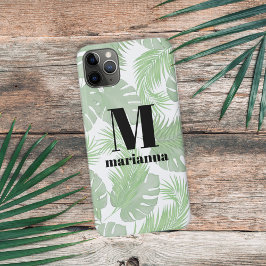 Monogrammed Stijlvol Initiaal Trendy Palm Leaves Case-Mate iPhone 14 Hoesje
