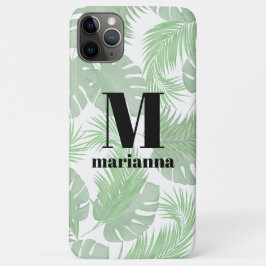 Monogrammed Stijlvol Initiaal Trendy Palm Leaves Case-Mate iPhone Case