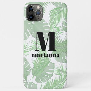 Monogrammed Stijlvol Initiaal Trendy Palm Leaves Case-Mate iPhone Case