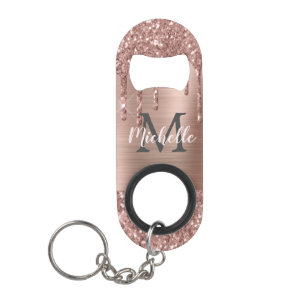 Monogrammed stijlvolle Roos Gold Glitter Drivers  Mini Flessenopener