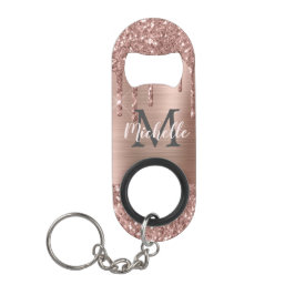 Monogrammed Stijlvolle Roos Gouden Glitter Druppel Mini Flessenopener
