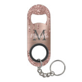Monogrammed Stijlvolle Roos Gouden Glitter Druppel Mini Flessenopener (Achterkant)