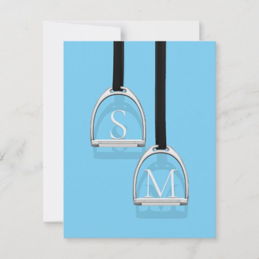 Monogrammed Stirrup Irons Blue Equestrian Notitiekaartje (Voorkant)