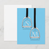 Monogrammed Stirrup Irons Blue Equestrian Notitiekaartje (Voorkant / Achterkant)