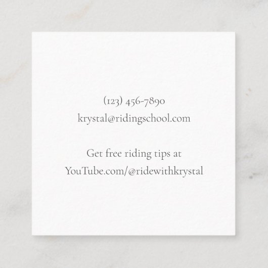 Monogrammed Stirrup Irons Blue Equestrian Square S Vierkante Visitekaartje (Achterkant)